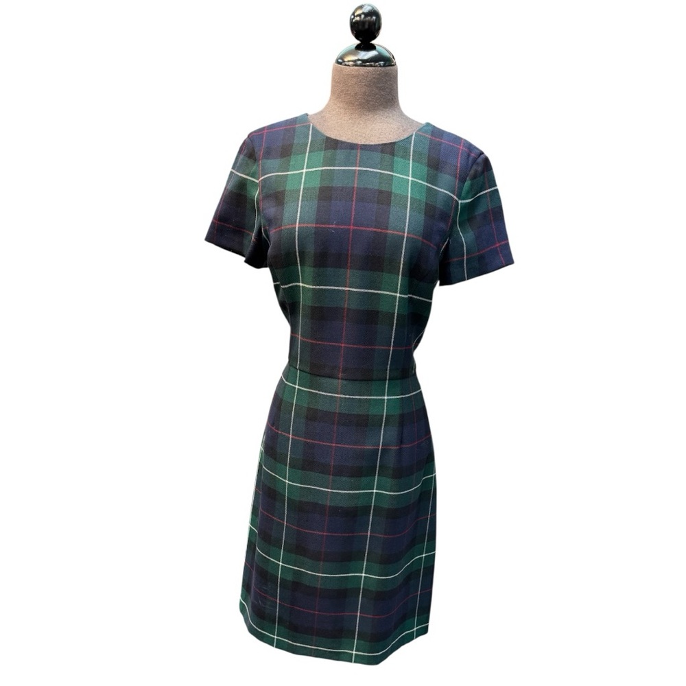 Brooks Brothers Wool Plaid Short Sleeve Sheath Dress - Size 8 - Picture 3 of 8